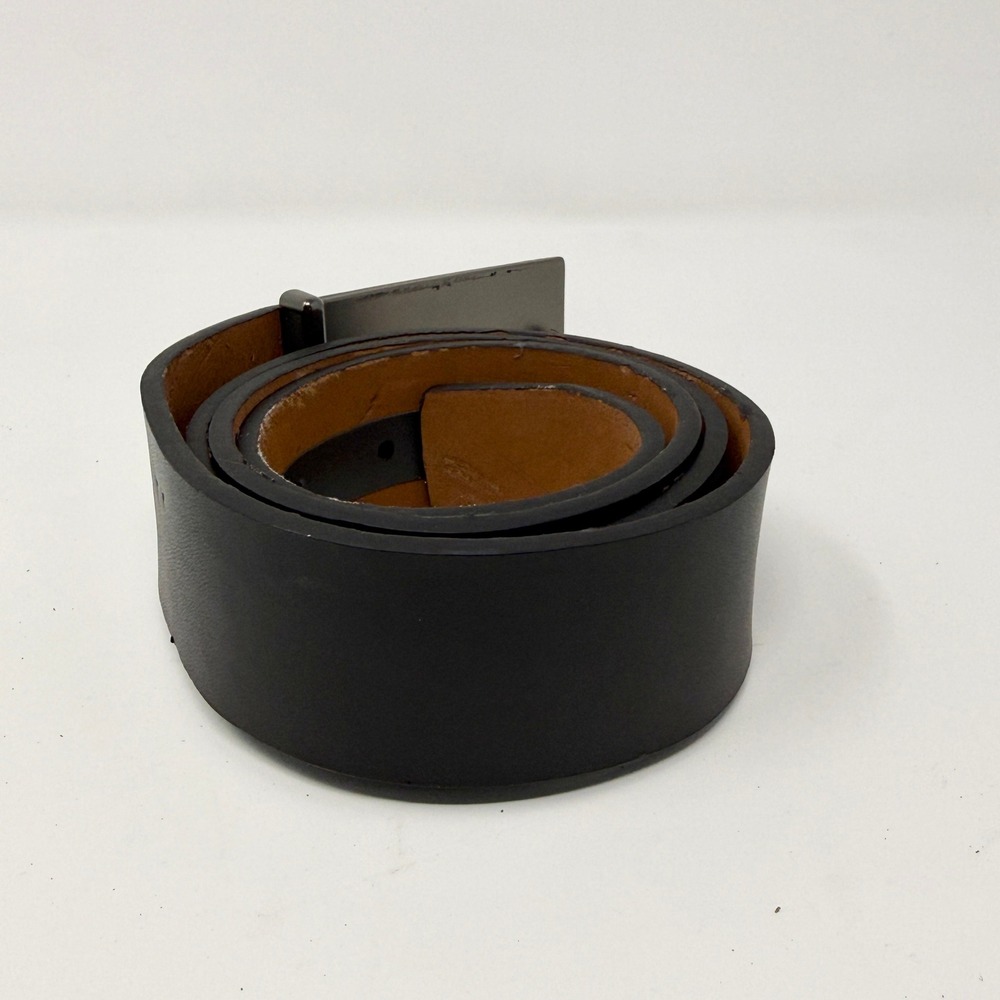 Nike Mens Black Leather Golf Belt Brushed Gunmetal Plaque Swoosh Buckle Size 36 - Picture 12 of 13
